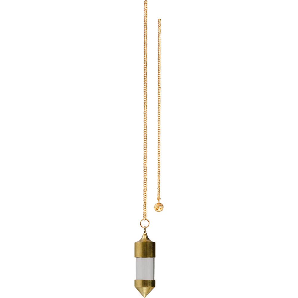 Pendulum Brass Fillable Glass Vial