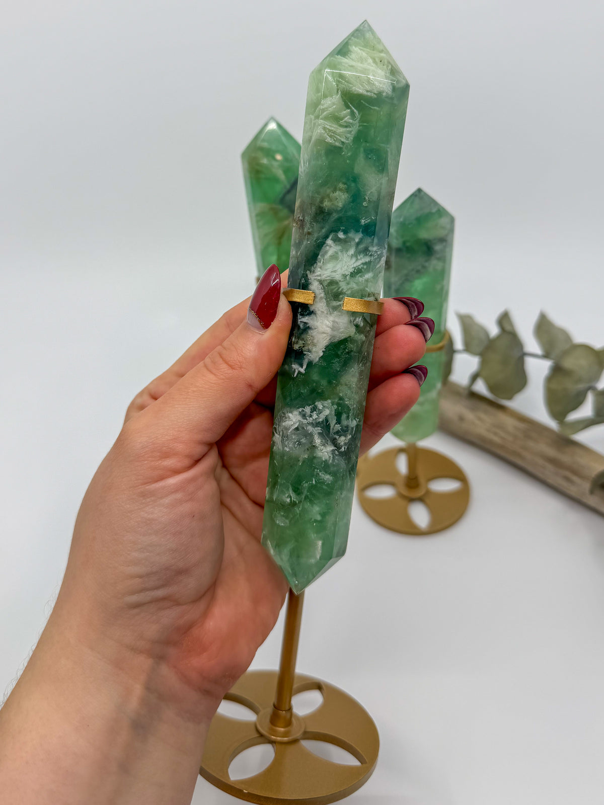 Feathered Rainbow Fluorite Double Terminated with Custom Stand -CHOOSE YOUR OWN-