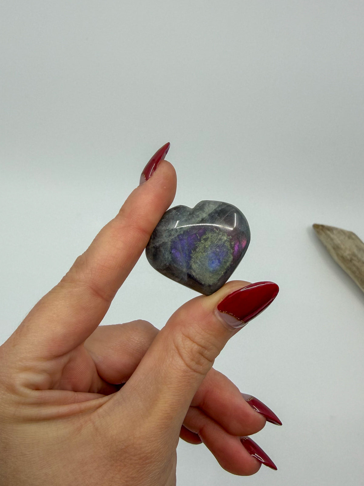 Purple Flash Labradorite Mini Heart