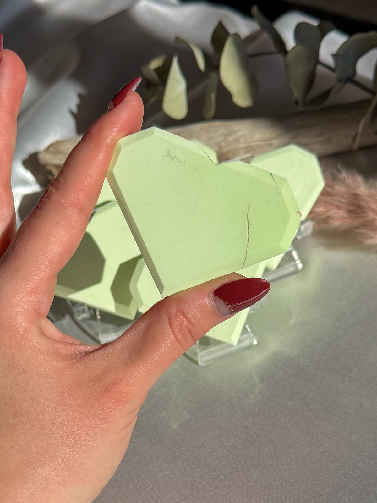 Lemon Chrysoprase (Magnesite) Heart