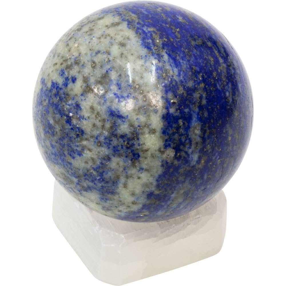 Selenite (Satin Spar) Sphere Stand-Square 1"