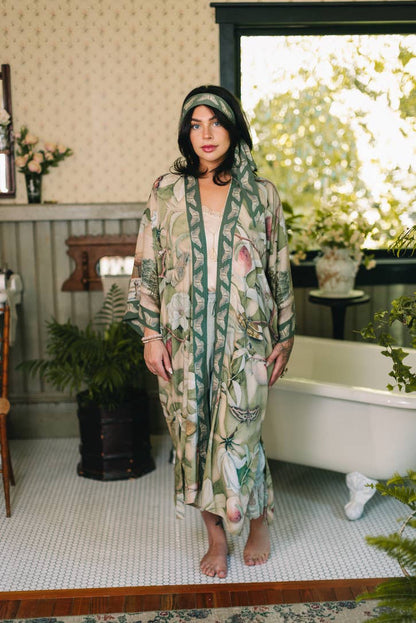 Fleur De Soleil Opera Duster Kimono Robe w/ Florals
