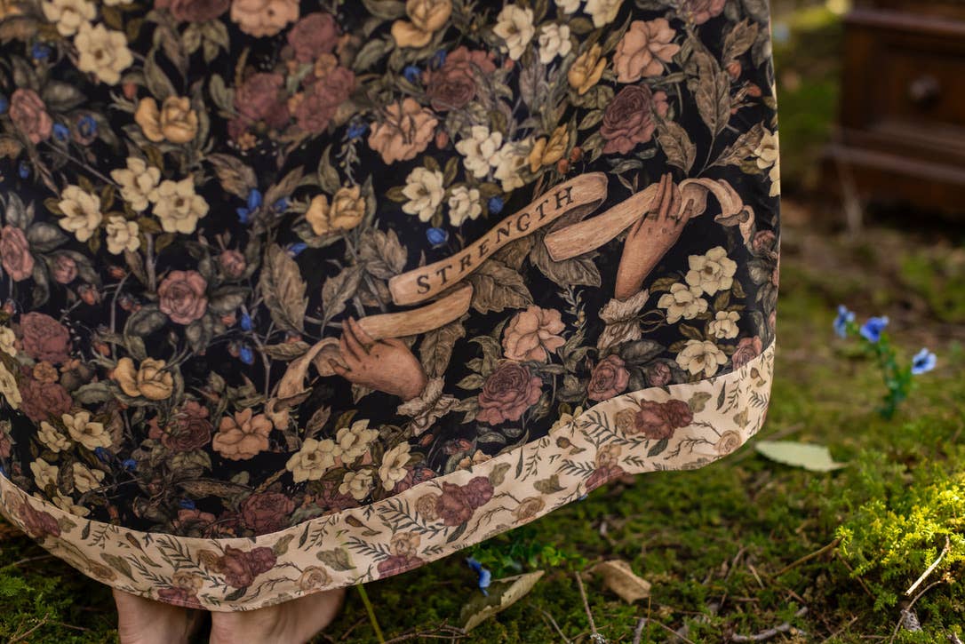 Lionheart Bohéme Slip Dress w/ botanicals & Narnia print