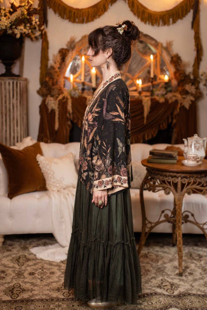 Momento Pixie Duster Crop Kimono w/ Starling & Skull