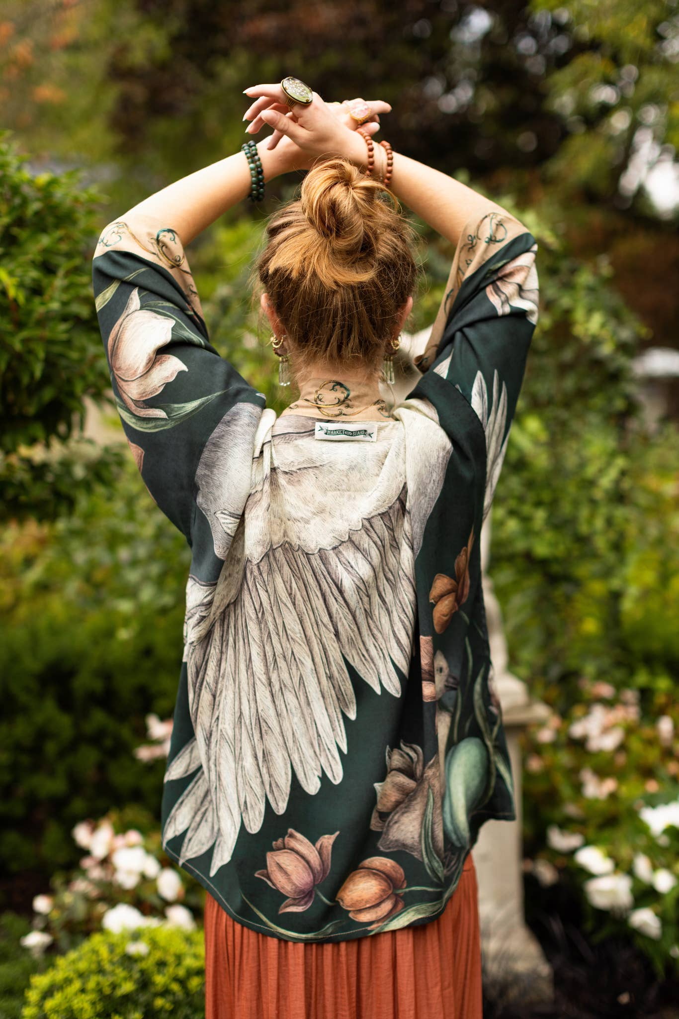 Under My Wing Pixie Duster Crop Kimono w/ swan & feathers