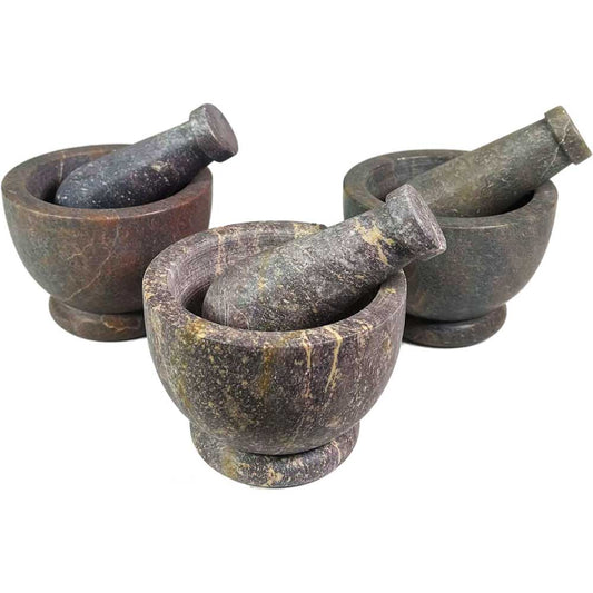 Mortar & Pestle - Natural Tone Soapstone - 4"