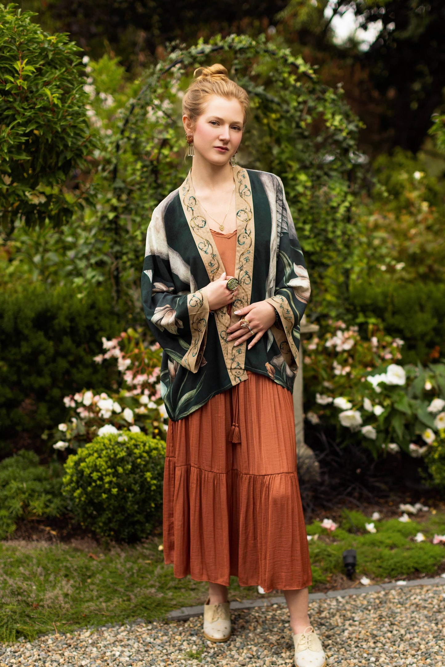 Under My Wing Pixie Duster Crop Kimono w/ swan & feathers