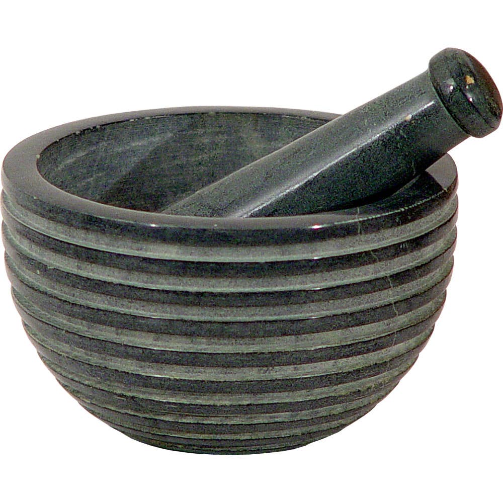Mortar & Pestle - Black Soapstone - Zen -4"