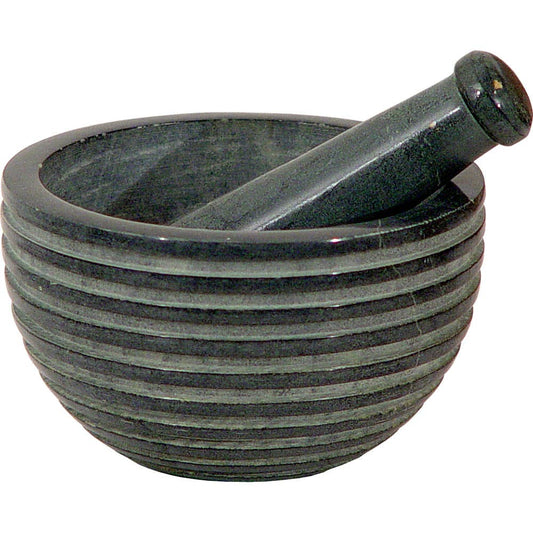 Mortar & Pestle - Black Soapstone - Zen -4"