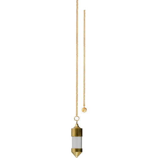 Pendulum Brass Fillable Glass Vial