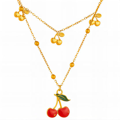 The Cherry Charm Double Layer Necklace