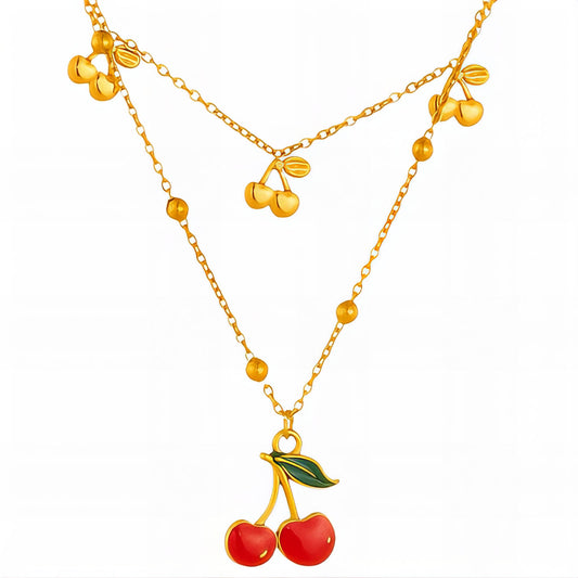 The Cherry Charm Double Layer Necklace