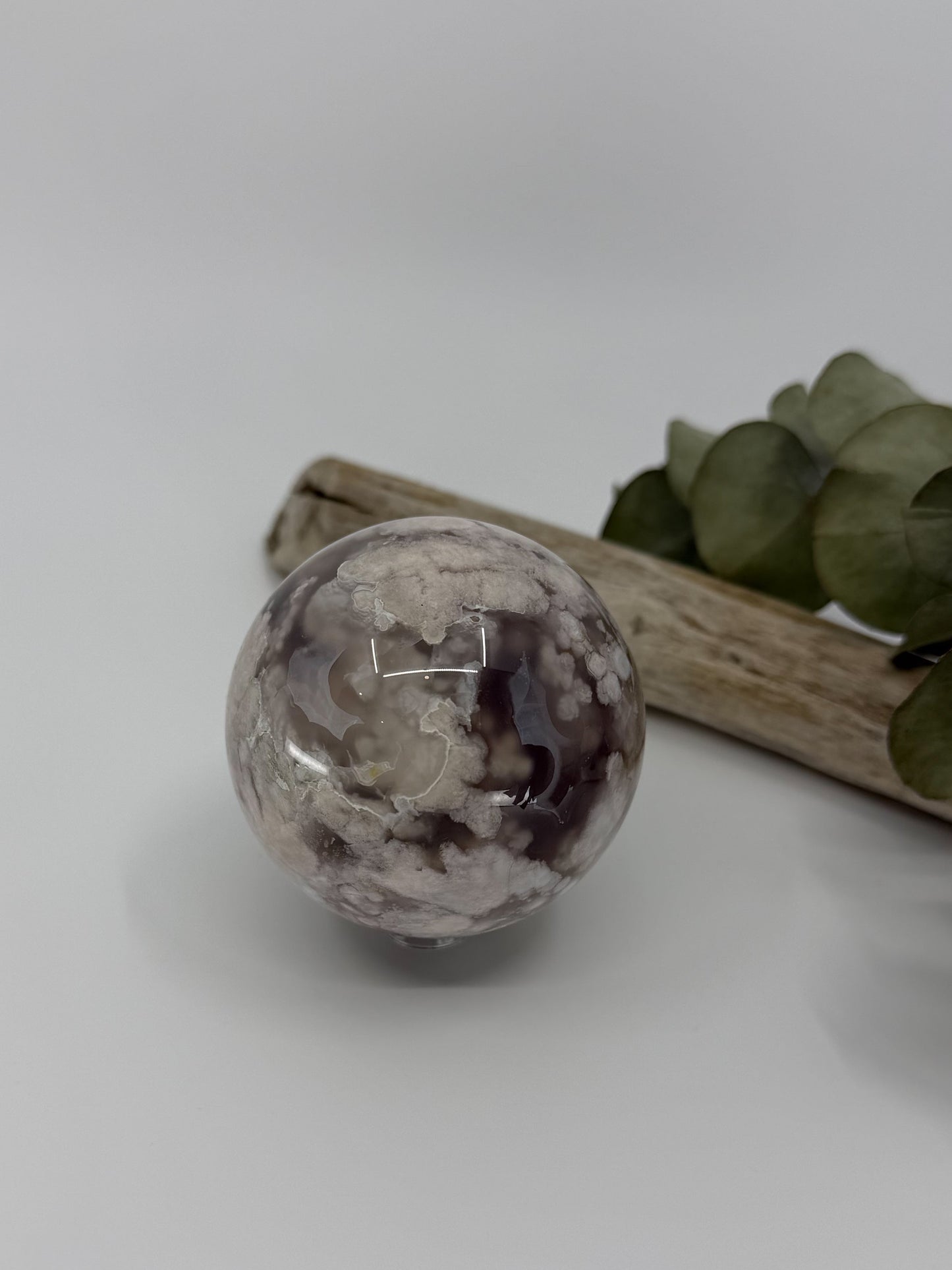 Black Flower Agate Sphere -EXACT PIECE-