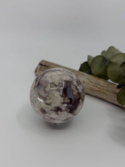 Black Flower Agate Sphere -EXACT PIECE-