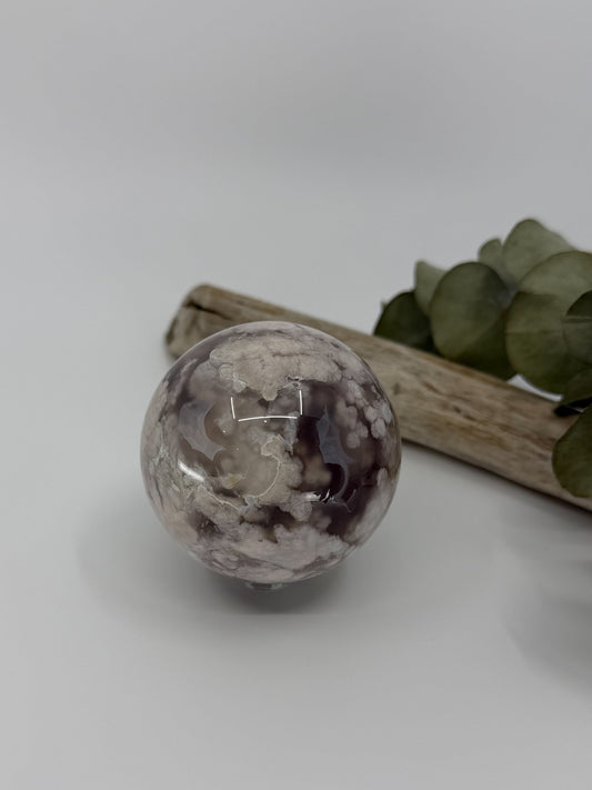 Black Flower Agate Sphere -EXACT PIECE-