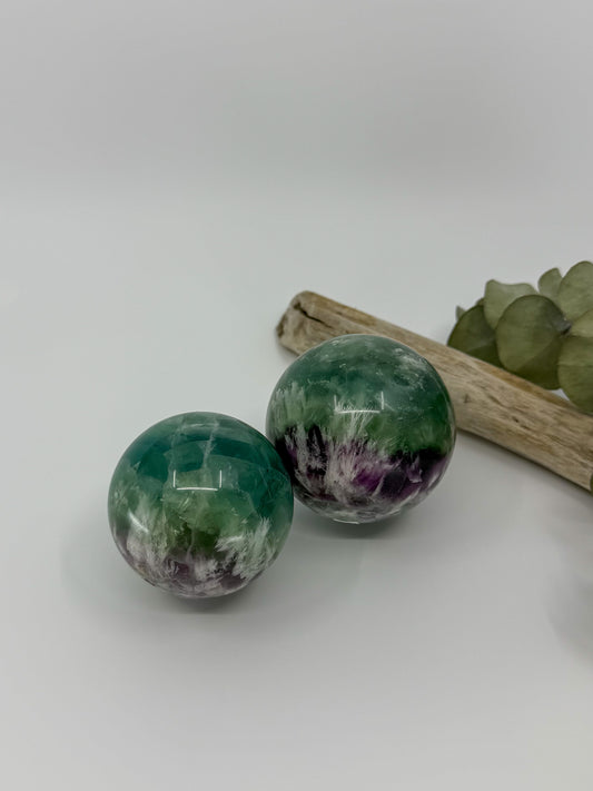 Feathered Rainbow Fluorite Sphere