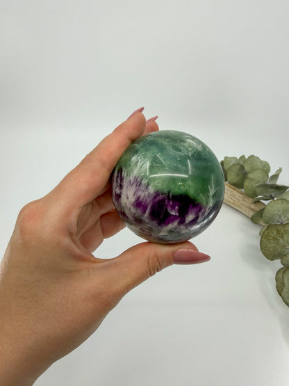 Feathered Rainbow Fluorite Sphere