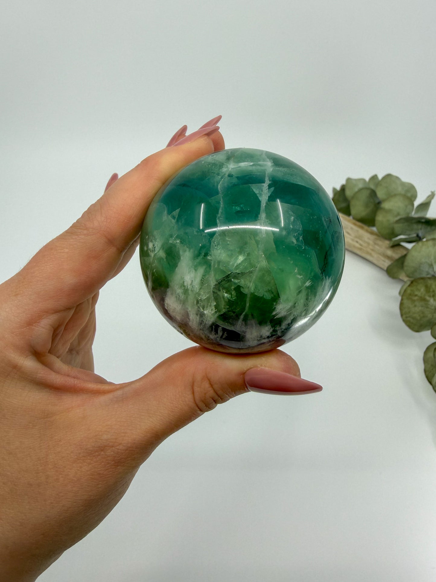 Feathered Rainbow Fluorite Sphere