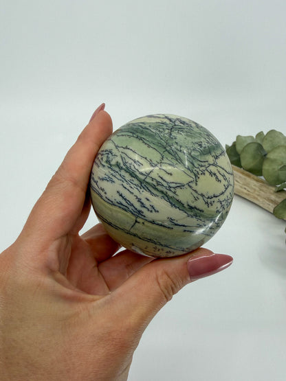 Dendritic Green Opal Sphere -EXACT PIECE-