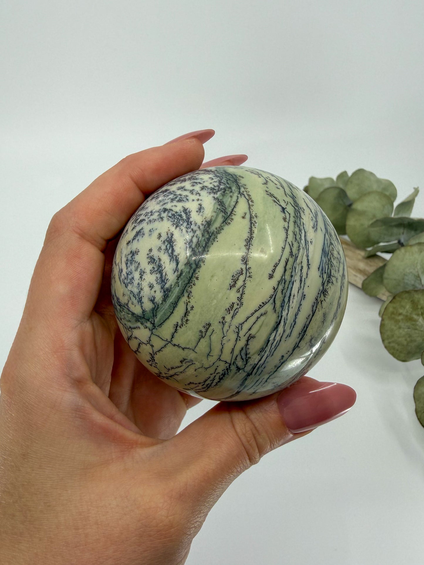 Dendritic Green Opal Sphere -EXACT PIECE-