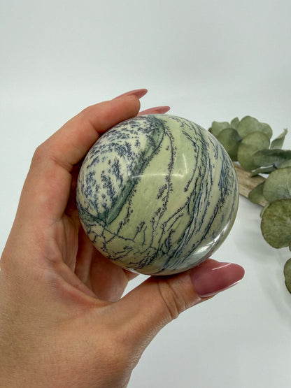 Dendritic Green Opal Sphere -EXACT PIECE-