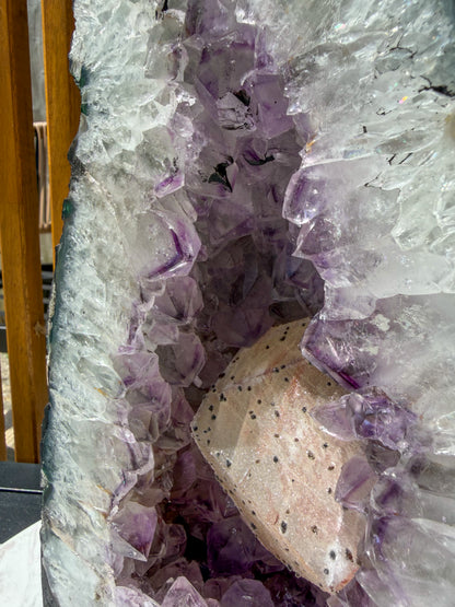 Amethyst Cathedral with Sugar Druzy Calcite and Phantoms