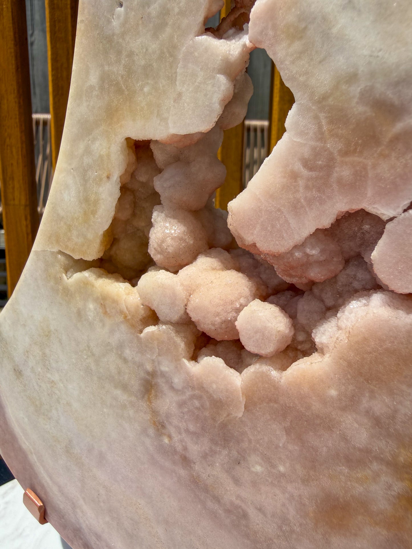 Cappuccino Pink Amethyst Moon on Rotating Stand