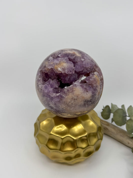 HQ Amethyst Flower Agate Statement Sphere