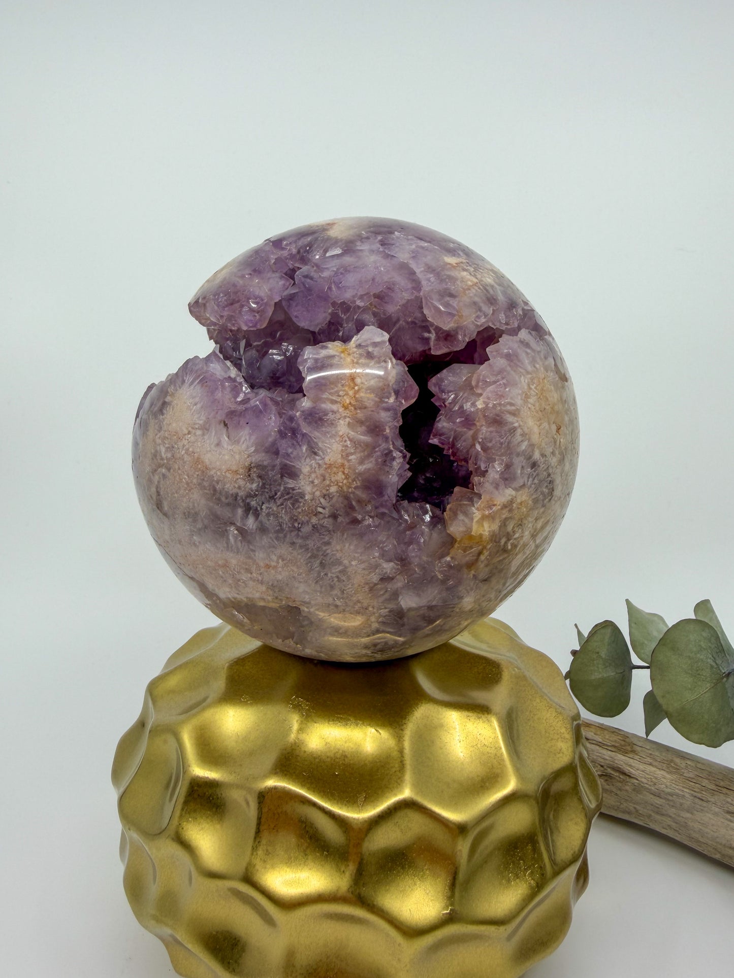 HQ Amethyst Flower Agate Statement Sphere