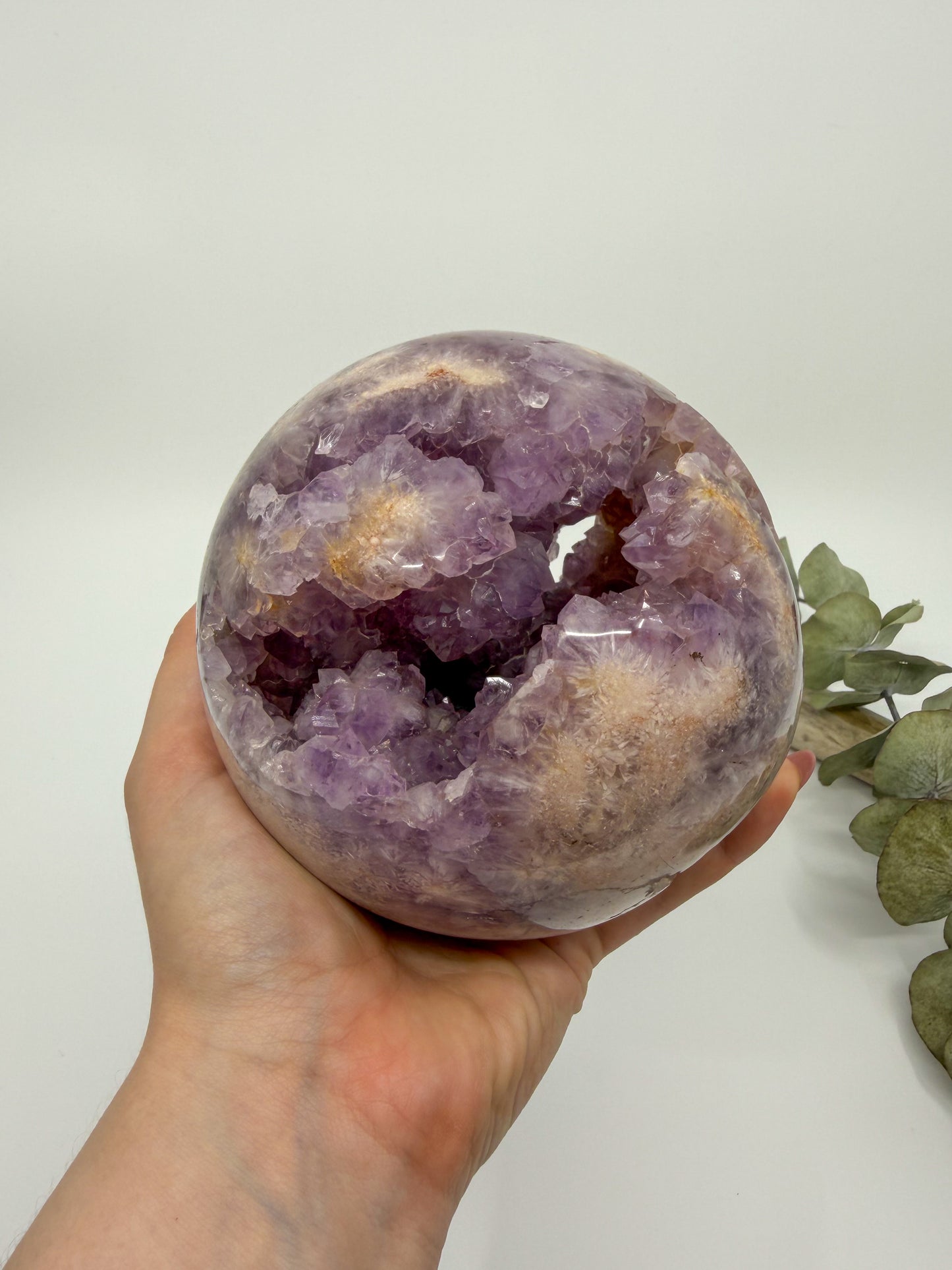 HQ Amethyst Flower Agate Statement Sphere