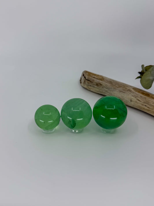HQ Green Apple Fluorite Sphere, Small