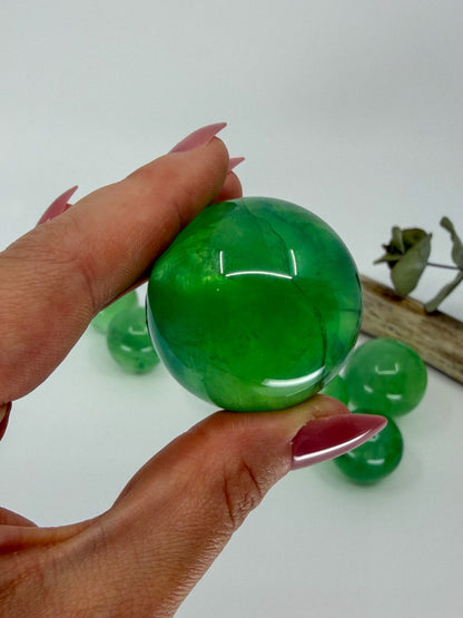 HQ Green Apple Fluorite Sphere, Small