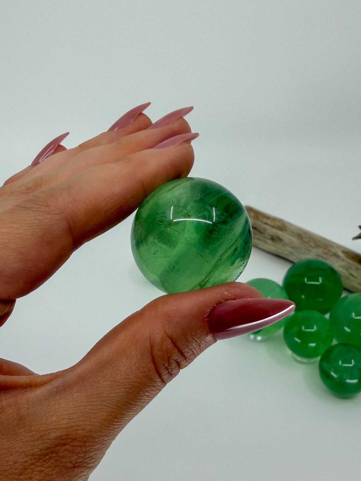 HQ Green Apple Fluorite Sphere, Small