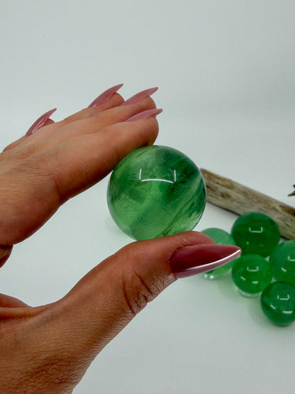 HQ Green Apple Fluorite Sphere, Small