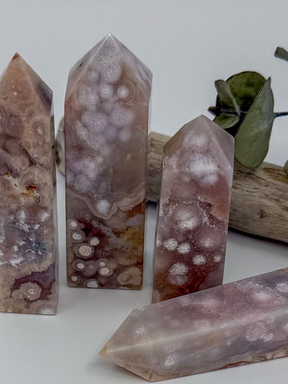 Pink Amethyst Flower Agate Obelisk