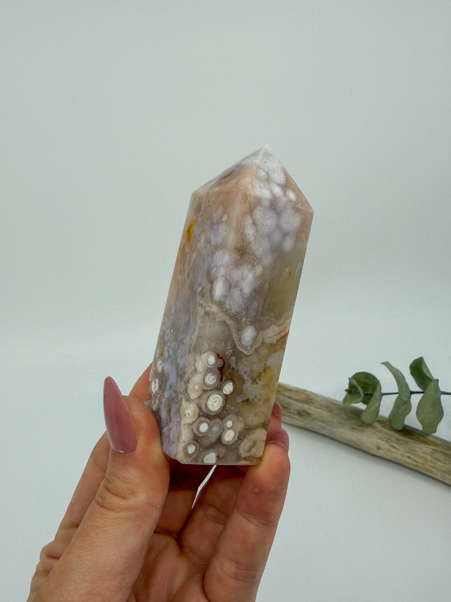 Pink Amethyst Flower Agate Obelisk