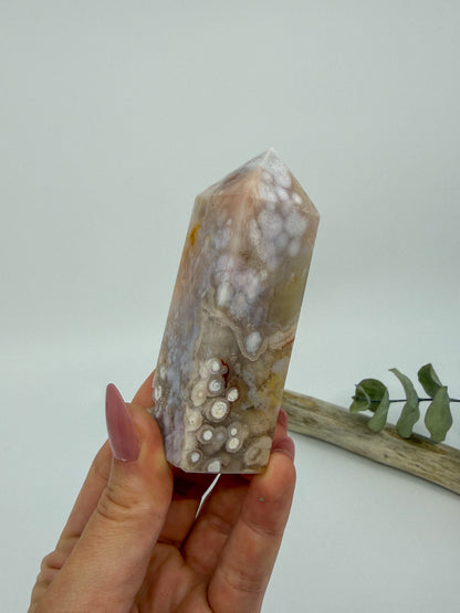 Pink Amethyst Flower Agate Obelisk