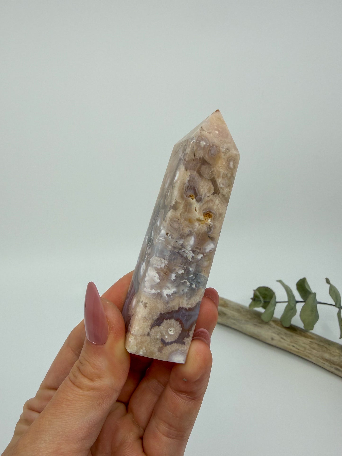 Pink Amethyst Flower Agate Obelisk
