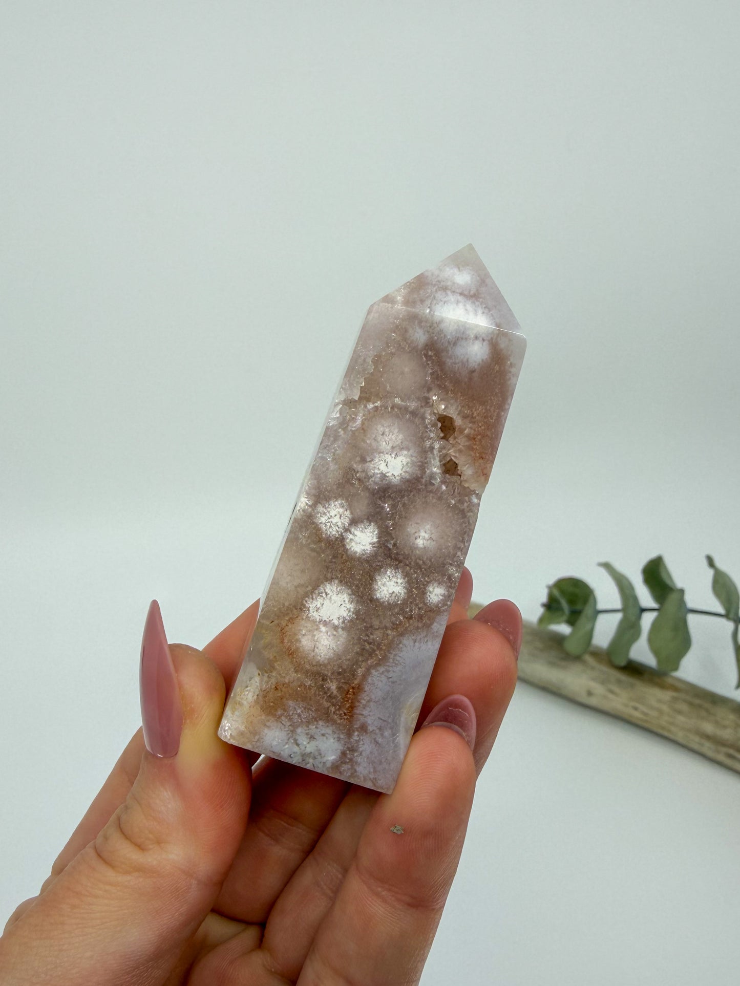 Pink Amethyst Flower Agate Obelisk
