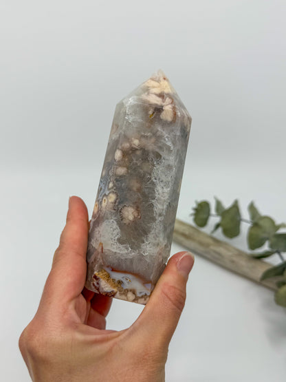 Green Quartz and Flower Agate Tower -EXACT PIECE-