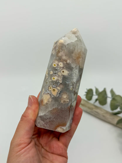 Green Quartz and Flower Agate Tower -EXACT PIECE-