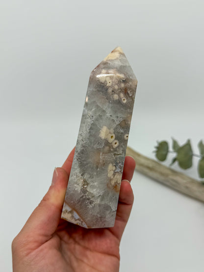 Green Quartz and Flower Agate Tower -EXACT PIECE-