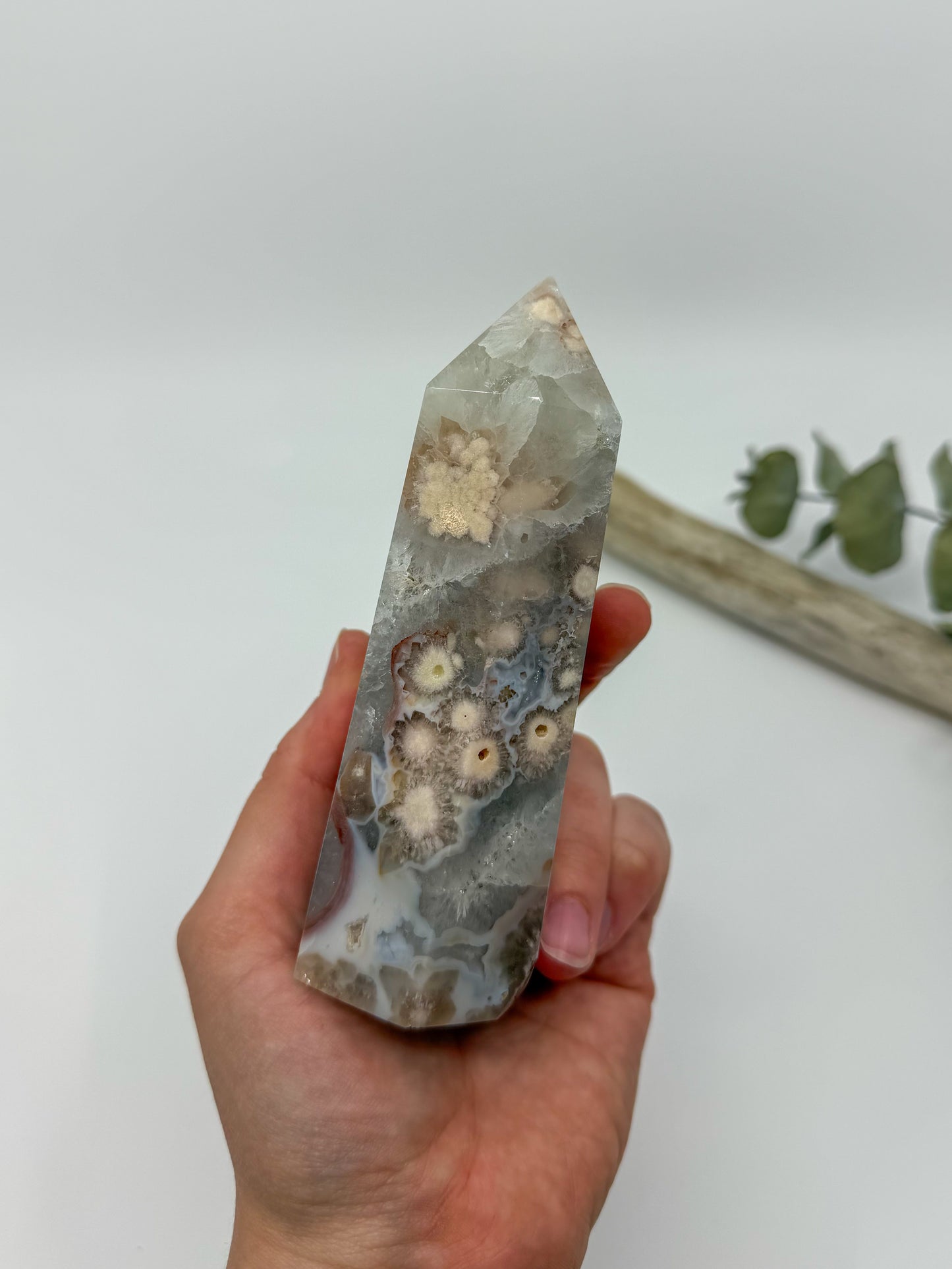 Green Quartz and Flower Agate Tower -EXACT PIECE-