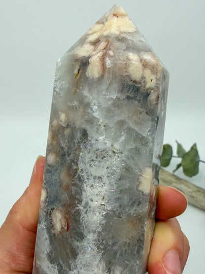 Green Quartz and Flower Agate Tower -EXACT PIECE-