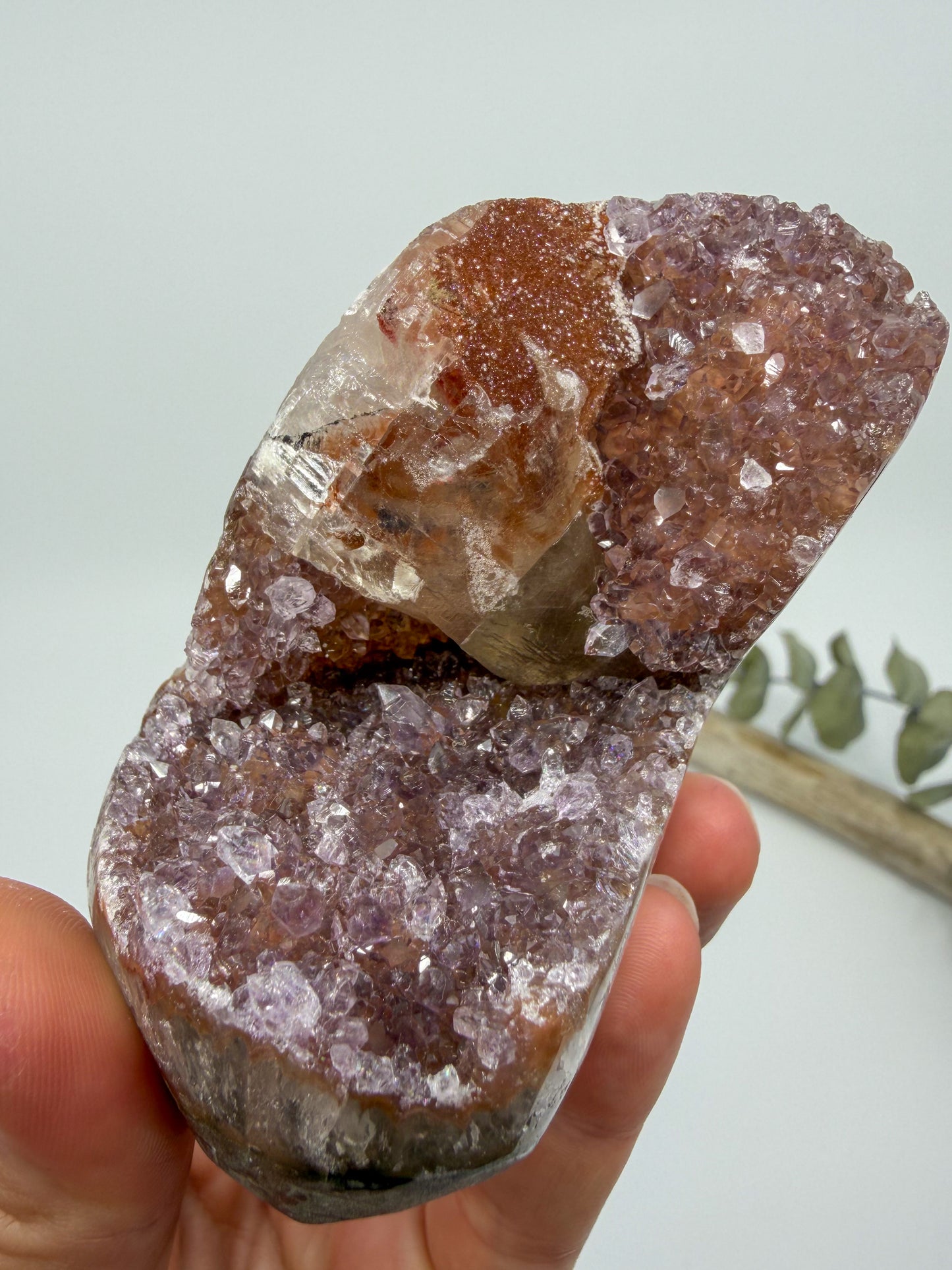 Rainbow Amethyst + Calcite Cutbase | Uruguay