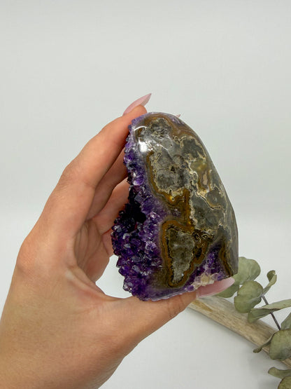 Amethyst with Calcite Cutbase | Uruguay -EXACT PIECE-