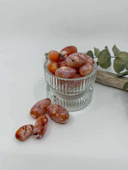 HQ Carnelian Flower Agate Tumble