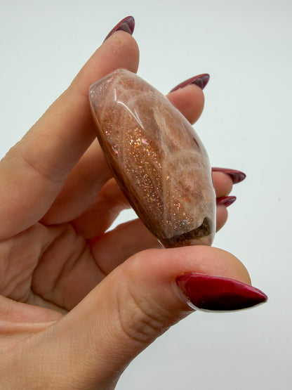 HQ Rainbow Confetti Sunstone Hearts -CHOOSE YOUR OWN-