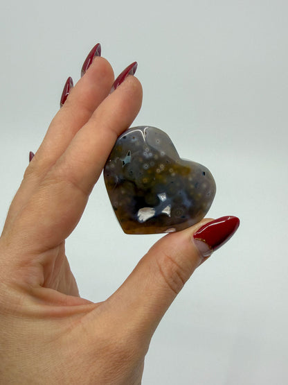 Orbicular Ocean Jasper Heart -EXACT PIECE-