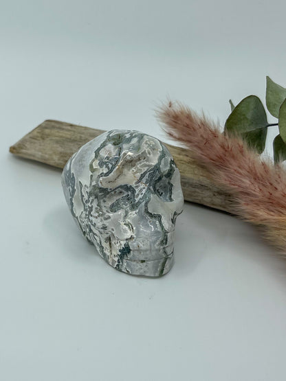 Moss Agate Skull